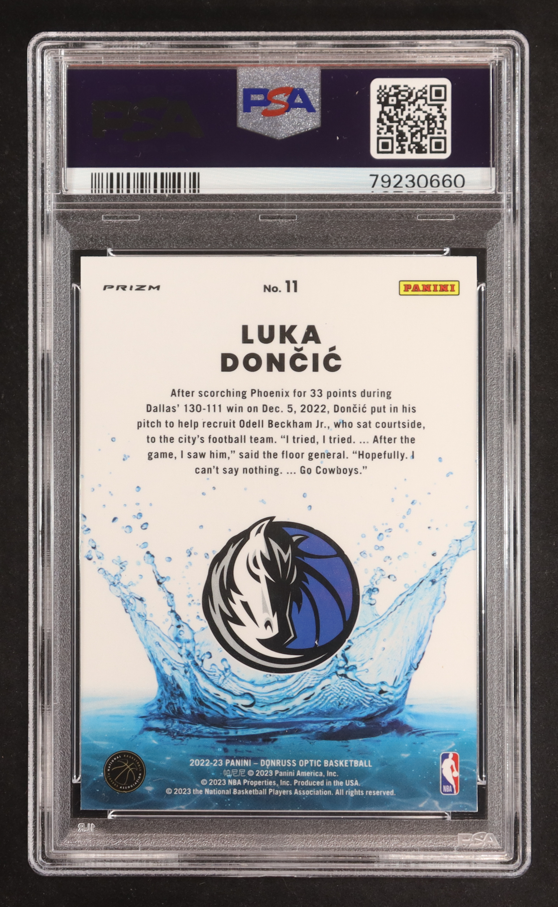 Luka Doncic 2022-23 Donruss Optic Splash! Purple #11 (PSA 10) at PristineAuction.com Luka Doncic 2022-23 Donruss Optic Splash! Purple #11 (PSA 10) at PristineAuction.com