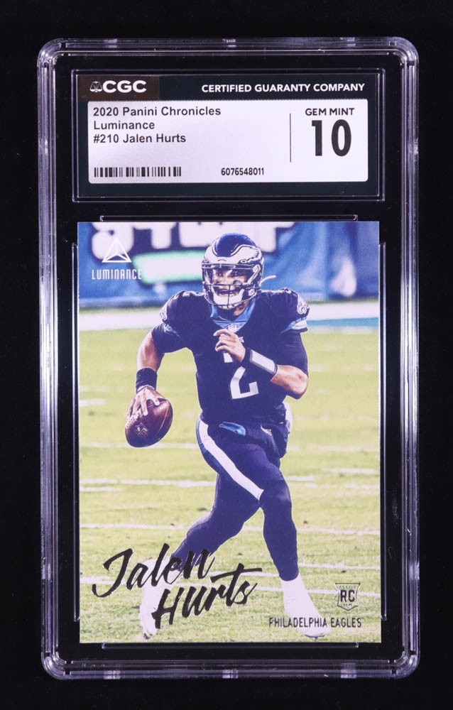 Jalen Hurts 2020 Panini Luminance #210 RC / CHRONICLES (CGC 10) at PristineAuction.com Jalen Hurts 2020 Panini Luminance #210 RC / CHRONICLES (CGC 10) at PristineAuction.com