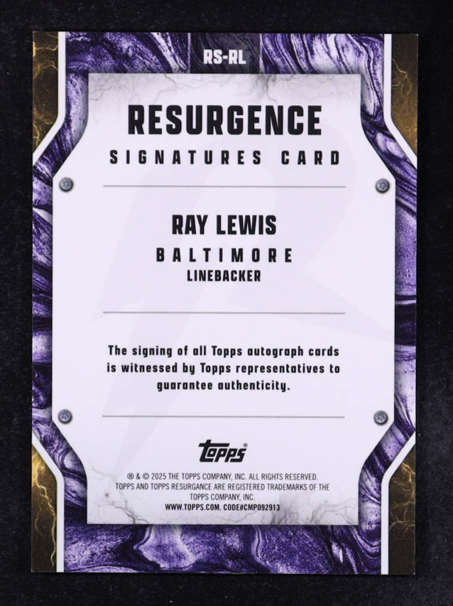 Ray Lewis 2024 Topps Resurgence Resurgence Signatures Pink Power Surge #RSRL #06/10 at PristineAuction.com Ray Lewis 2024 Topps Resurgence Resurgence Signatures Pink Power Surge #RSRL #06/10 at PristineAuction.com