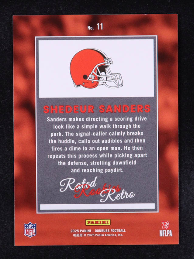 Shedeur Sanders 2025 Donruss Rated Rookies Retro #11 RC at PristineAuction.com Shedeur Sanders 2025 Donruss Rated Rookies Retro #11 RC at PristineAuction.com