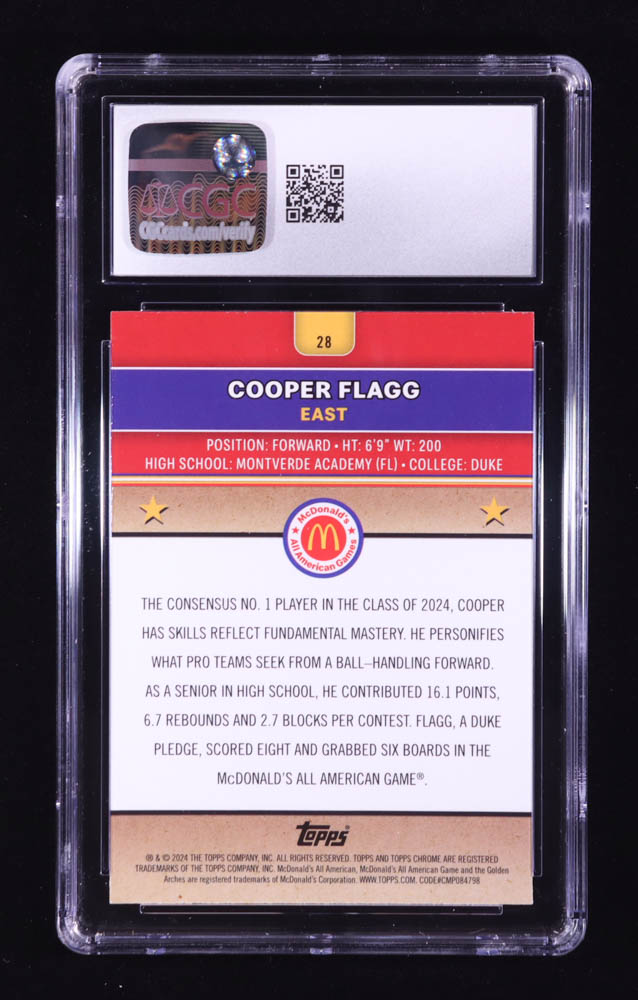 Cooper Flagg 2024 Topps Chrome McDonald's All American #28 RC (CGC 10) at PristineAuction.com Cooper Flagg 2024 Topps Chrome McDonald's All American #28 RC (CGC 10) at PristineAuction.com