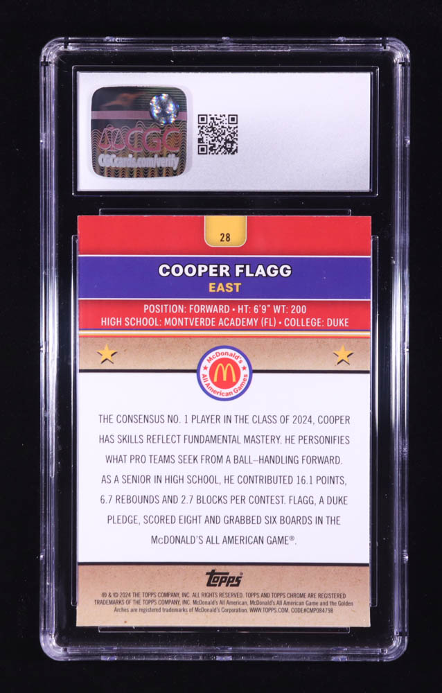 Cooper Flagg 2024 Topps Chrome McDonald's All American #28 RC (CGC 10) at PristineAuction.com Cooper Flagg 2024 Topps Chrome McDonald's All American #28 RC (CGC 10) at PristineAuction.com