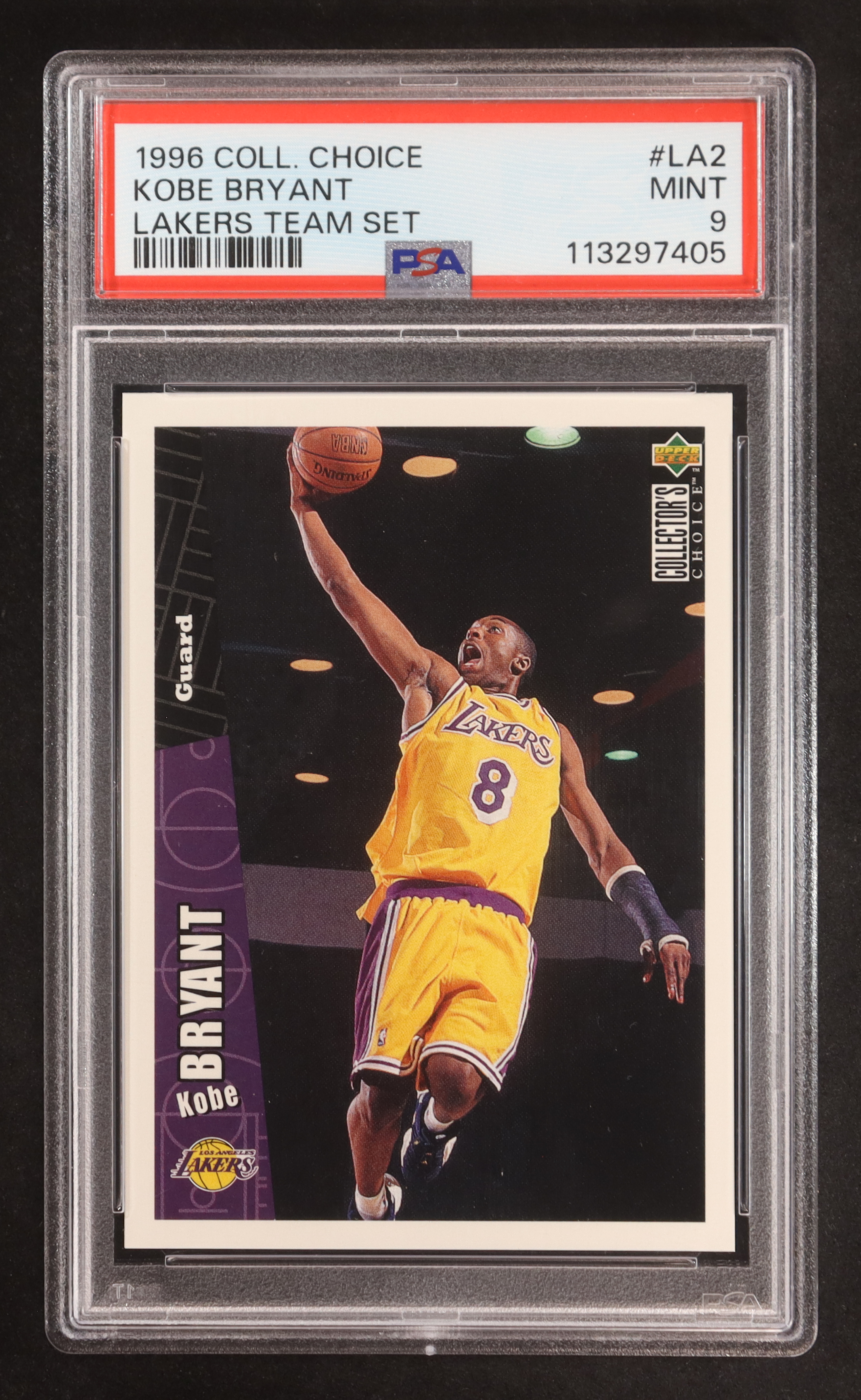 Kobe Bryant 1996-97 Collector's Choice Los Angeles Lakers #LA2 RC (PSA 9) at PristineAuction.com Kobe Bryant 1996-97 Collector's Choice Los Angeles Lakers #LA2 RC (PSA 9) at PristineAuction.com