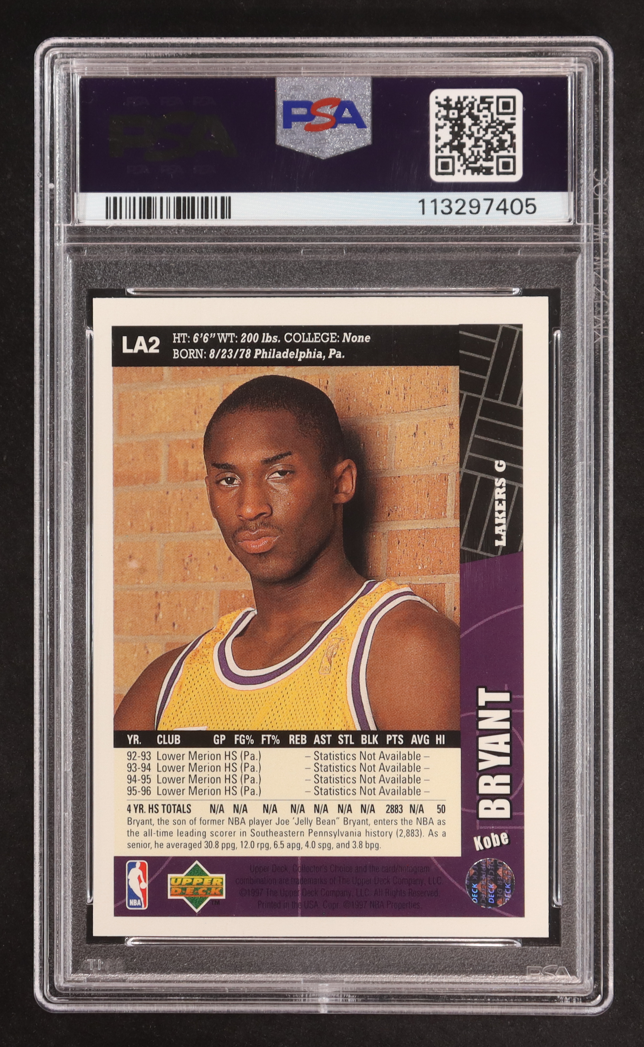 Kobe Bryant 1996-97 Collector's Choice Los Angeles Lakers #LA2 RC (PSA 9) at PristineAuction.com Kobe Bryant 1996-97 Collector's Choice Los Angeles Lakers #LA2 RC (PSA 9) at PristineAuction.com