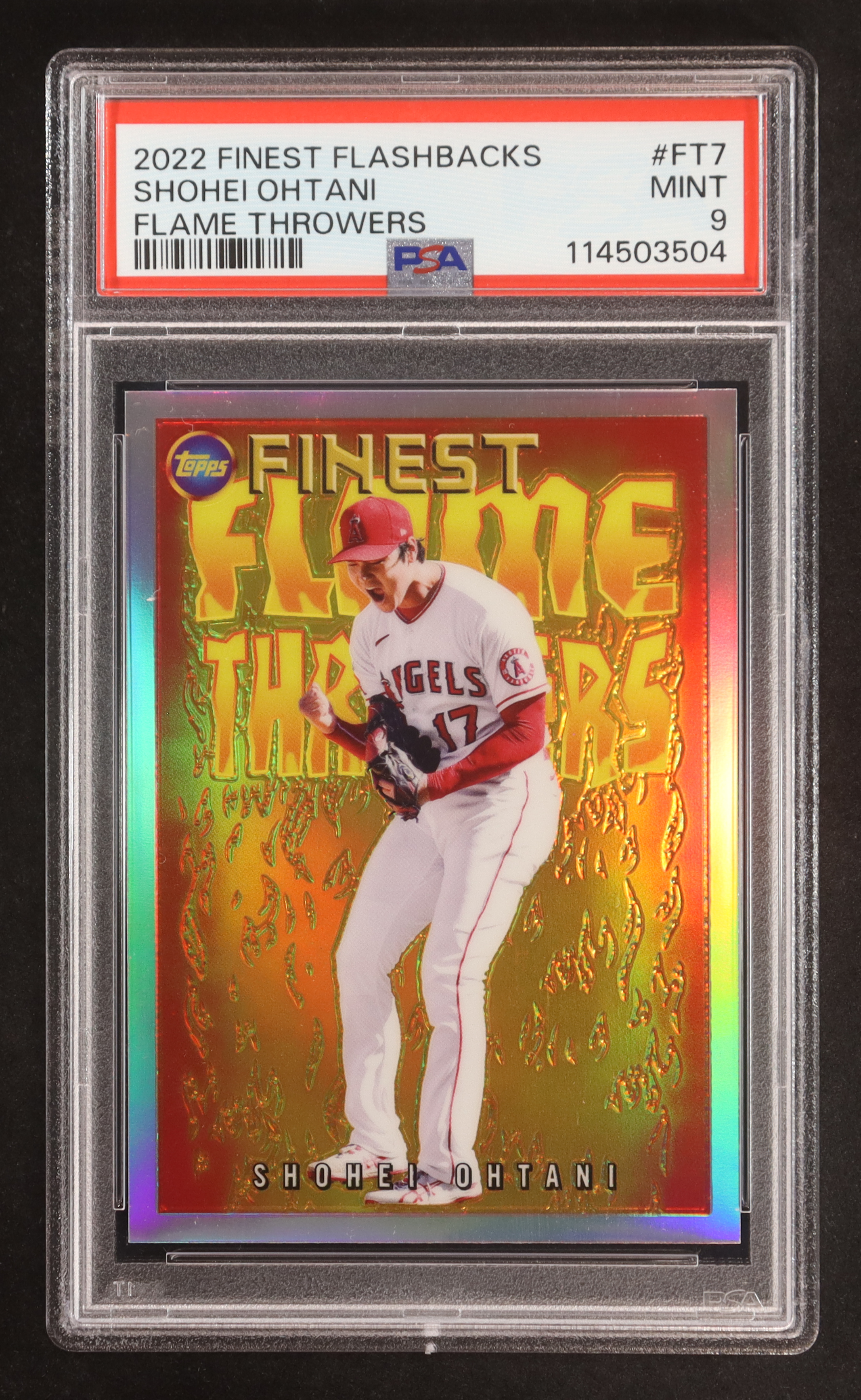Shohei Ohtani 2022 Finest Flashbacks Flame Throwers Refractors #FT7 (PSA 9) at PristineAuction.com Shohei Ohtani 2022 Finest Flashbacks Flame Throwers Refractors #FT7 (PSA 9) at PristineAuction.com