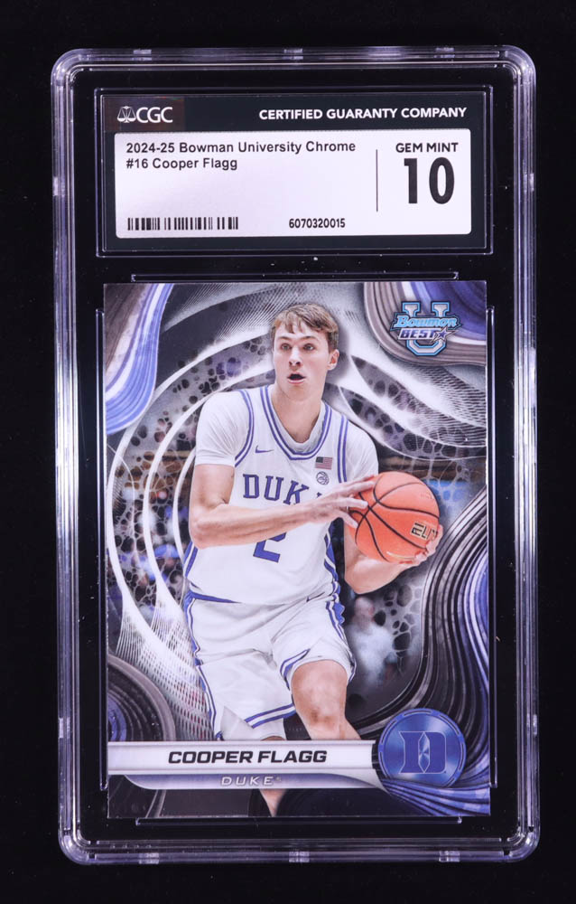 Cooper Flagg 2024-25 Bowman's Best University #16 RC (CGC 10) at PristineAuction.com Cooper Flagg 2024-25 Bowman's Best University #16 RC (CGC 10) at PristineAuction.com