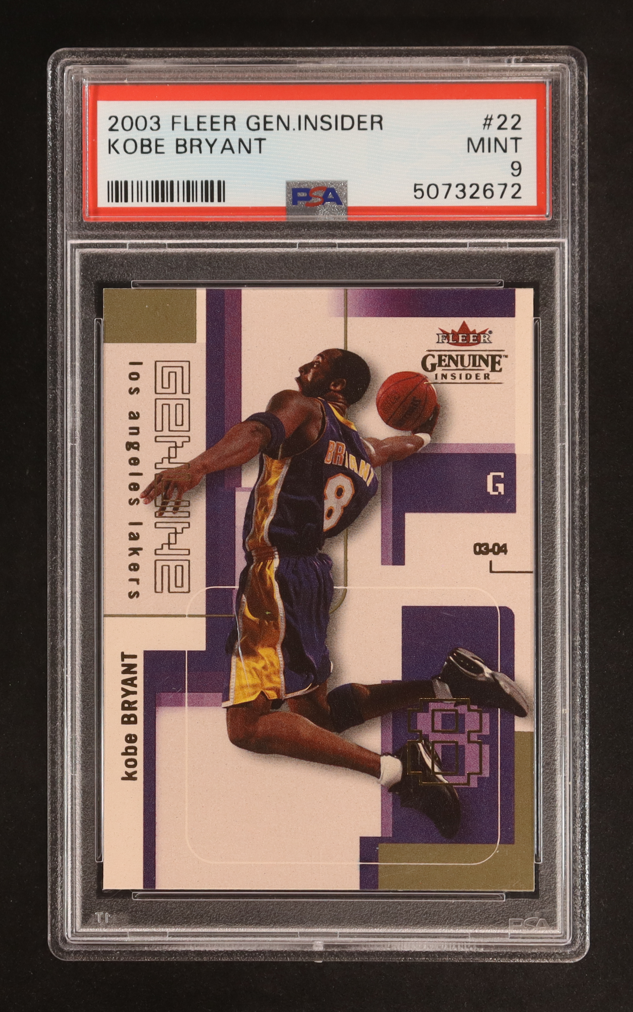 Kobe Bryant 2003-04 Fleer Genuine Insider #22 (PSA 9) at PristineAuction.com Kobe Bryant 2003-04 Fleer Genuine Insider #22 (PSA 9) at PristineAuction.com
