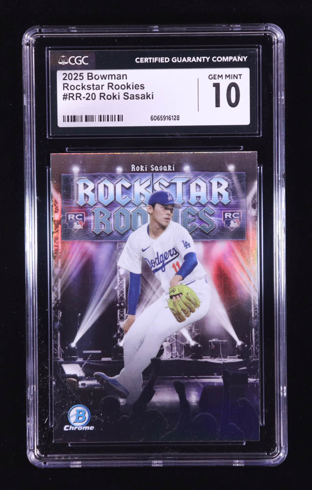 Roki Sasaki 2025 Bowman Chrome Rockstar Rookies #RR20 RC (CGC 10) at PristineAuction.com Roki Sasaki 2025 Bowman Chrome Rockstar Rookies #RR20 RC (CGC 10) at PristineAuction.com
