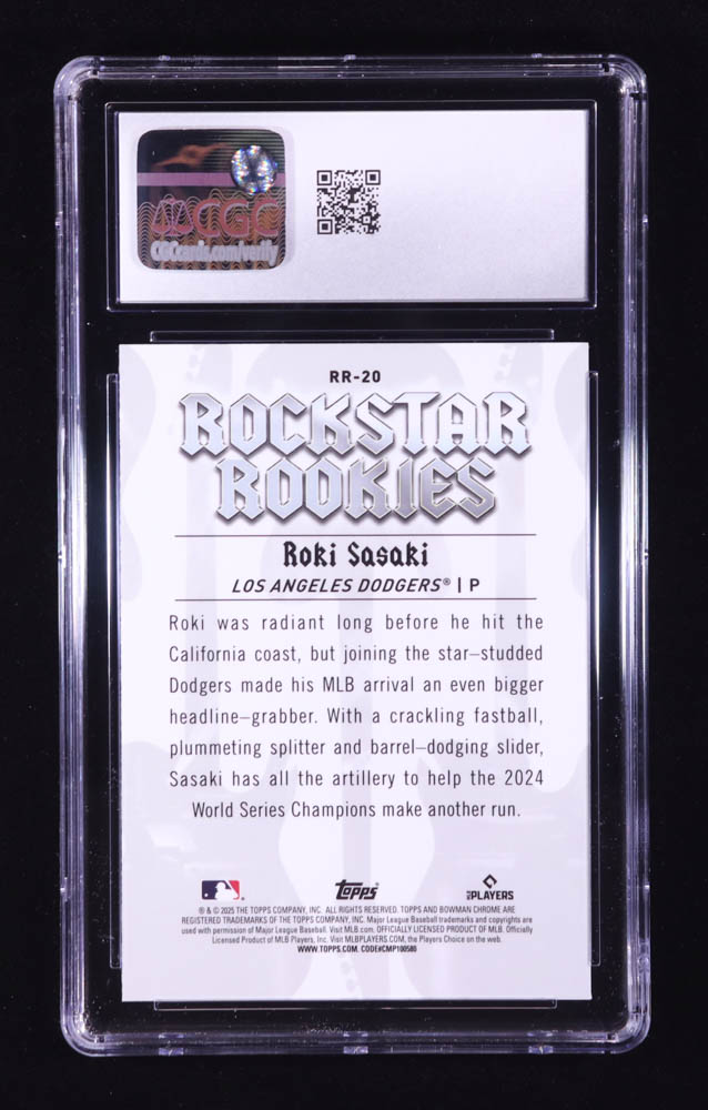 Roki Sasaki 2025 Bowman Chrome Rockstar Rookies #RR20 RC (CGC 10) at PristineAuction.com Roki Sasaki 2025 Bowman Chrome Rockstar Rookies #RR20 RC (CGC 10) at PristineAuction.com
