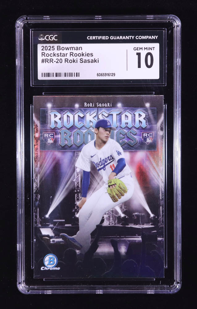Roki Sasaki 2025 Bowman Chrome Rockstar Rookies #RR20 RC (CGC 10) at PristineAuction.com Roki Sasaki 2025 Bowman Chrome Rockstar Rookies #RR20 RC (CGC 10) at PristineAuction.com