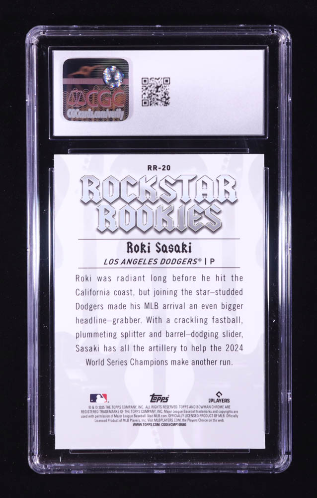 Roki Sasaki 2025 Bowman Chrome Rockstar Rookies #RR20 RC (CGC 10) at PristineAuction.com Roki Sasaki 2025 Bowman Chrome Rockstar Rookies #RR20 RC (CGC 10) at PristineAuction.com