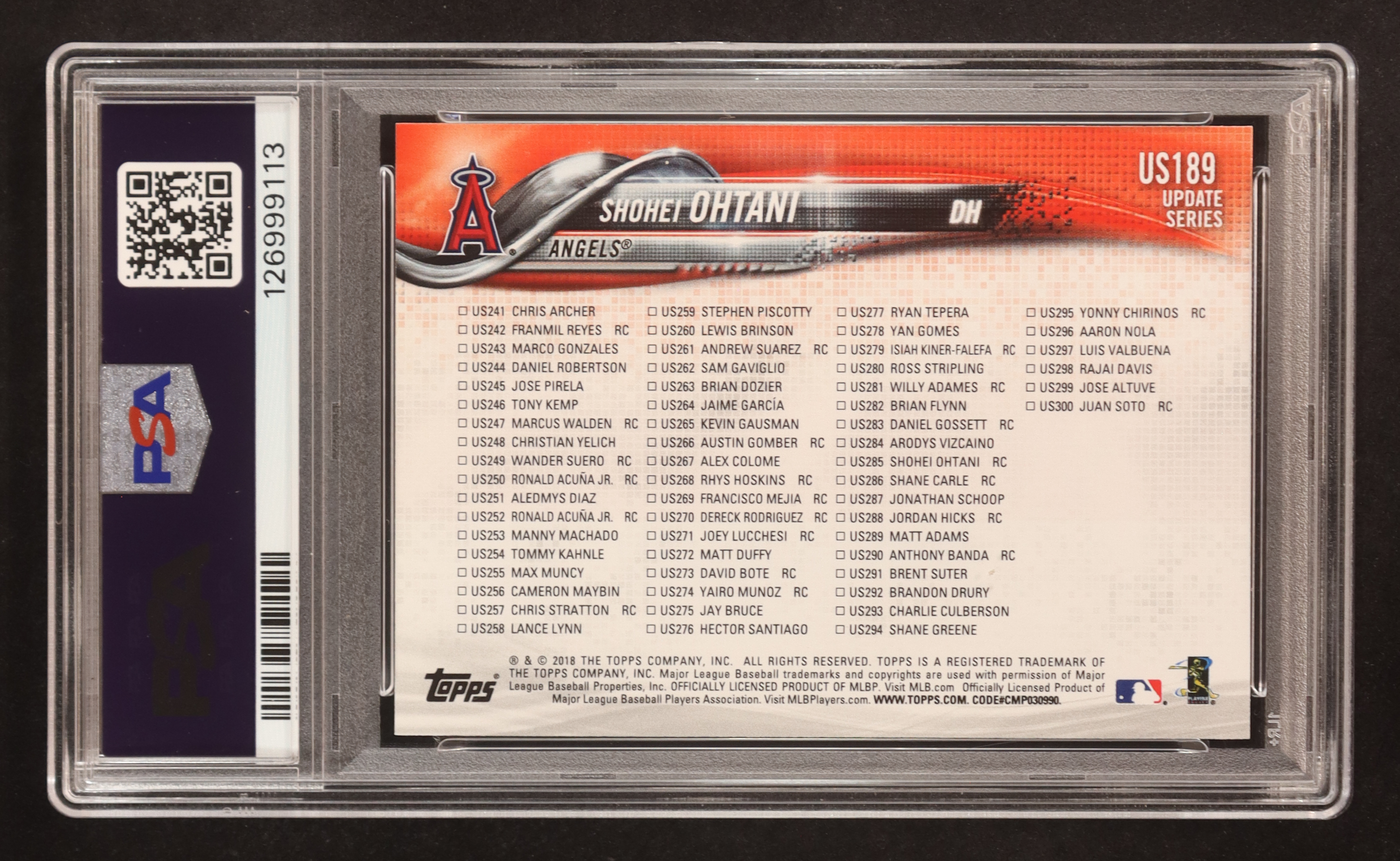 Shohei Ohtani 2018 Topps Update #US189 HL RC (PSA 9) at PristineAuction.com Shohei Ohtani 2018 Topps Update #US189 HL RC (PSA 9) at PristineAuction.com