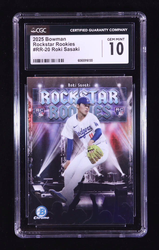 Roki Sasaki 2025 Bowman Chrome Rockstar Rookies #RR20 RC (CGC 10) at PristineAuction.com Roki Sasaki 2025 Bowman Chrome Rockstar Rookies #RR20 RC (CGC 10) at PristineAuction.com