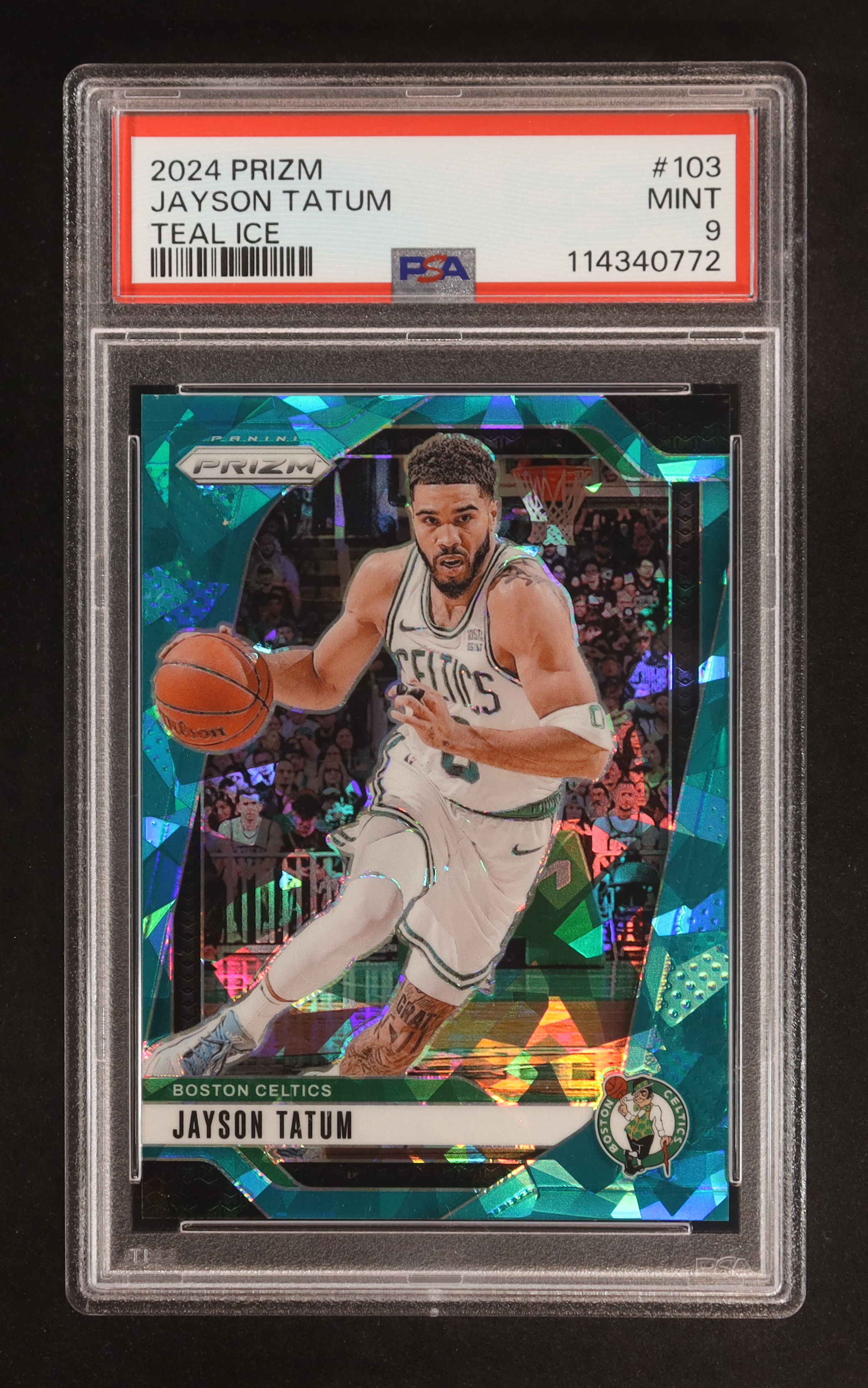Jayson Tatum 2024-25 Panini Prizm Prizms Teal Ice #103 #126/225 (PSA 9) at PristineAuction.com Jayson Tatum 2024-25 Panini Prizm Prizms Teal Ice #103 #126/225 (PSA 9) at PristineAuction.com