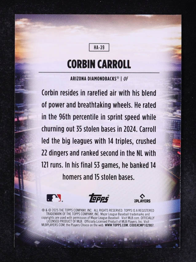 Corbin Carroll 2025 Topps Home Field Advantage #HA39 at PristineAuction.com Corbin Carroll 2025 Topps Home Field Advantage #HA39 at PristineAuction.com