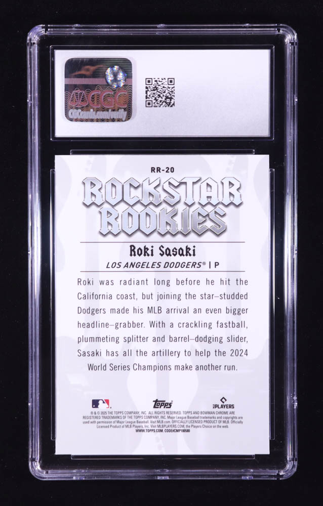 Roki Sasaki 2025 Bowman Chrome Rockstar Rookies #RR20 RC (CGC 10) at PristineAuction.com Roki Sasaki 2025 Bowman Chrome Rockstar Rookies #RR20 RC (CGC 10) at PristineAuction.com