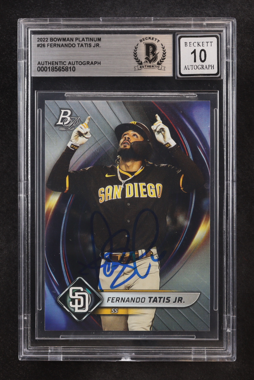 Fernando Tatis Jr. Signed 2022 Bowman Platinum #26 (BGS | Auto 10) at PristineAuction.com Fernando Tatis Jr. Signed 2022 Bowman Platinum #26 (BGS | Auto 10) at PristineAuction.com