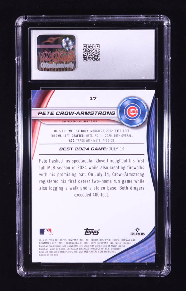 Pete Crow-Armstrong 2024 Bowman's Best #17 RC (CGC 10) at PristineAuction.com Pete Crow-Armstrong 2024 Bowman's Best #17 RC (CGC 10) at PristineAuction.com