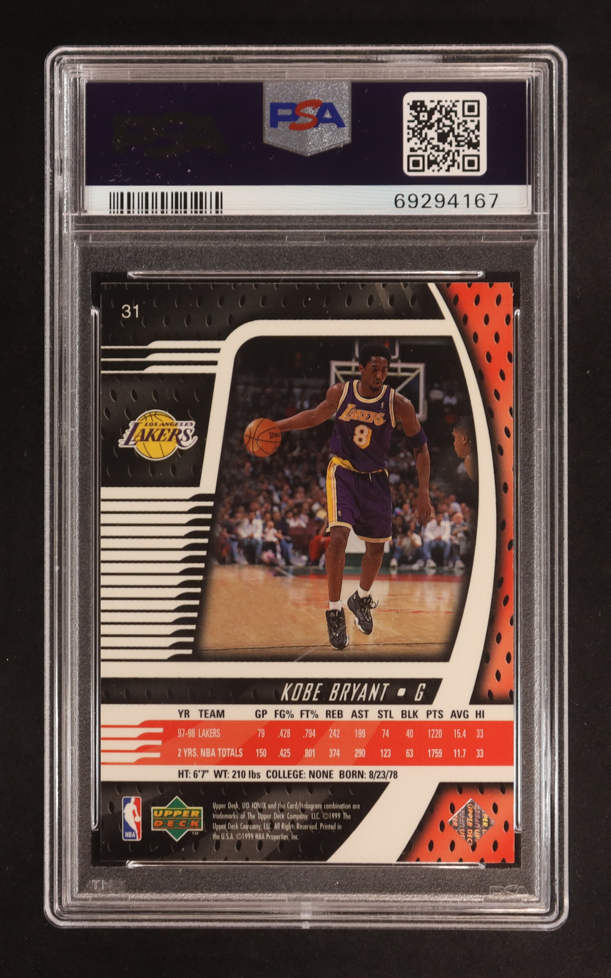 Kobe Bryant 1998-99 UD Ionix #31 (PSA 9) at PristineAuction.com Kobe Bryant 1998-99 UD Ionix #31 (PSA 9) at PristineAuction.com