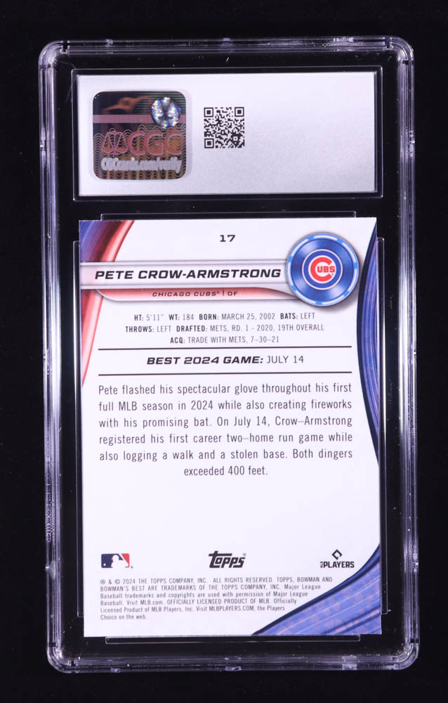 Pete Crow-Armstrong 2024 Bowman's Best #17 RC (CGC 10) at PristineAuction.com Pete Crow-Armstrong 2024 Bowman's Best #17 RC (CGC 10) at PristineAuction.com