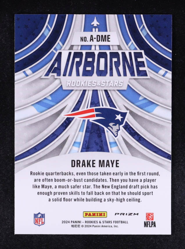 Drake Maye 2024 Rookies and Stars Airborne Red Plaid #24 RC at PristineAuction.com Drake Maye 2024 Rookies and Stars Airborne Red Plaid #24 RC at PristineAuction.com