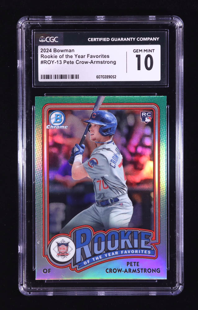 Pete Crow-Armstrong 2024 Bowman Chrome Rookie of the Year Favorites #ROY13 RC (CGC 10) at PristineAuction.com Pete Crow-Armstrong 2024 Bowman Chrome Rookie of the Year Favorites #ROY13 RC (CGC 10) at PristineAuction.com