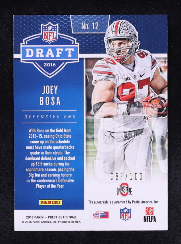 Joey Bosa 2016 Prestige Draft Big Board Ink #12 #087/100 RC at PristineAuction.com Joey Bosa 2016 Prestige Draft Big Board Ink #12 #087/100 RC at PristineAuction.com