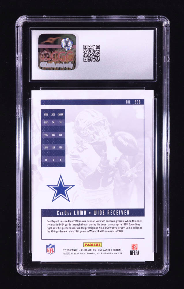 CeeDee Lamb 2020 Panini Luminance Bronze #206 RC / CHRONICLES (CGC 10) at PristineAuction.com CeeDee Lamb 2020 Panini Luminance Bronze #206 RC / CHRONICLES (CGC 10) at PristineAuction.com