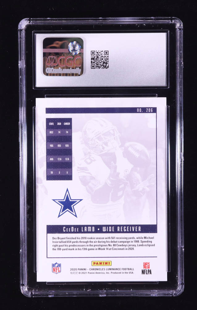 CeeDee Lamb 2020 Panini Luminance #206 RC / CHRONICLES (CGC 10) at PristineAuction.com CeeDee Lamb 2020 Panini Luminance #206 RC / CHRONICLES (CGC 10) at PristineAuction.com