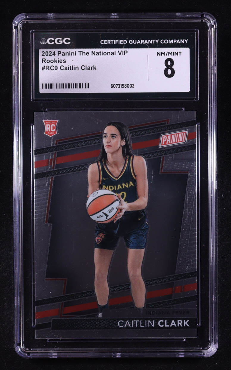 Caitlin Clark 2024 Panini The National VIP Rookies #RC9 (CGC 8) at PristineAuction.com Caitlin Clark 2024 Panini The National VIP Rookies #RC9 (CGC 8) at PristineAuction.com