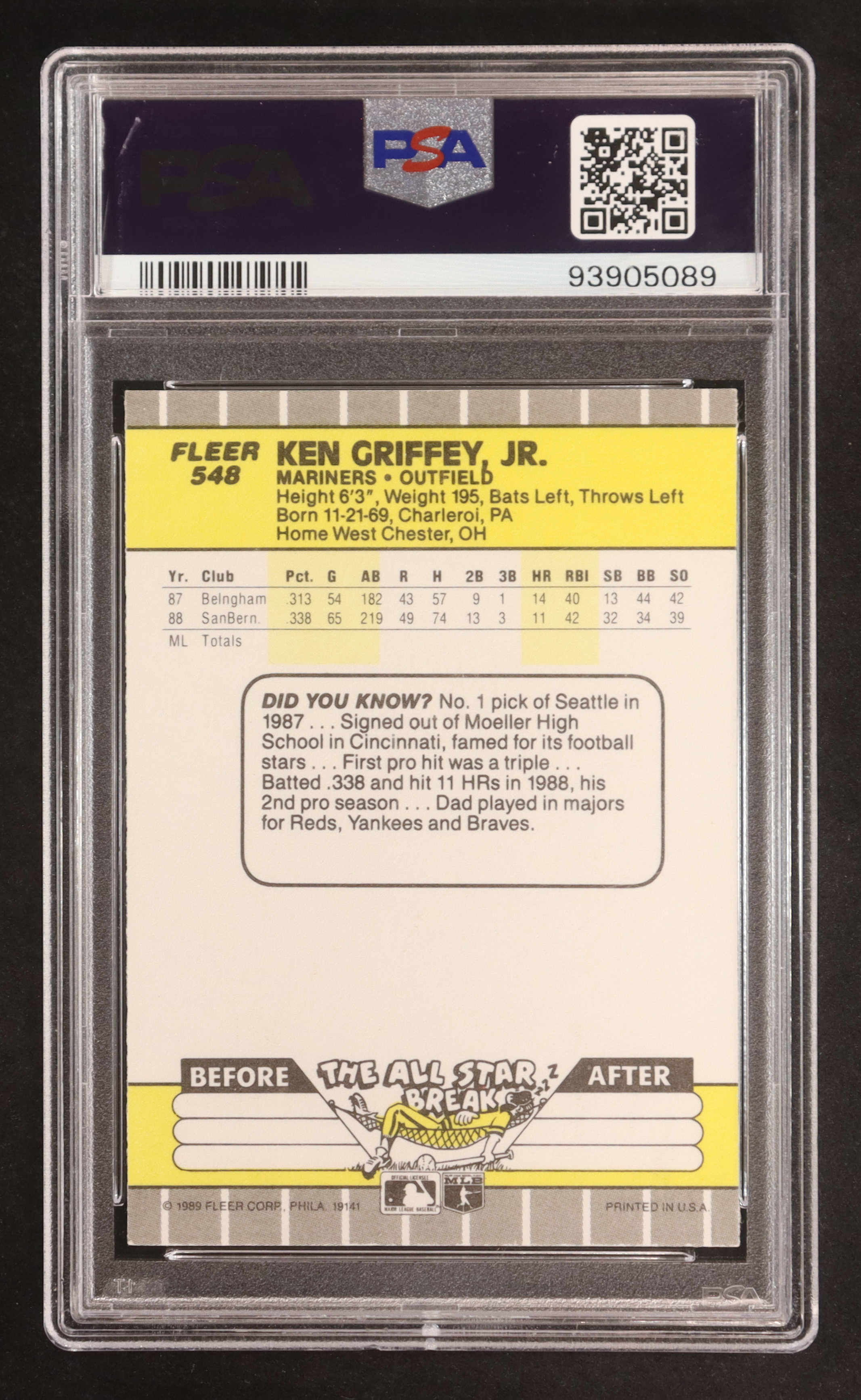 Ken Griffey Jr. 1989 Fleer #548 RC (PSA 9) at PristineAuction.com Ken Griffey Jr. 1989 Fleer #548 RC (PSA 9) at PristineAuction.com