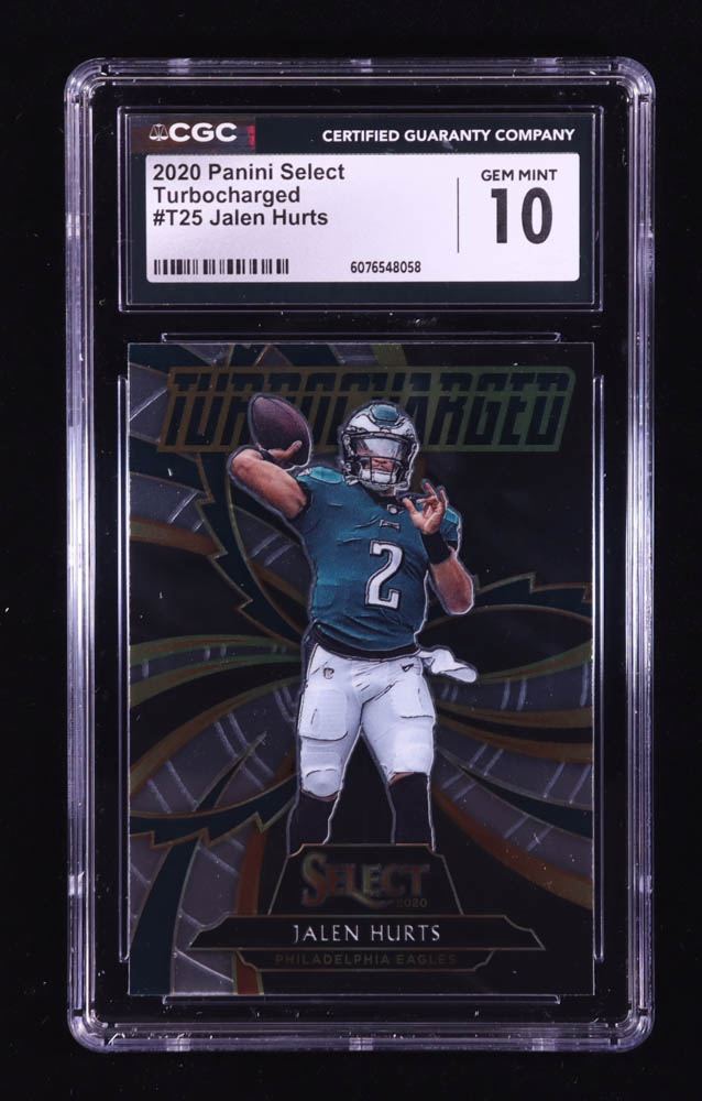 Jalen Hurts 2020 Select Turbocharged #25 RC (CGC 10) at PristineAuction.com Jalen Hurts 2020 Select Turbocharged #25 RC (CGC 10) at PristineAuction.com