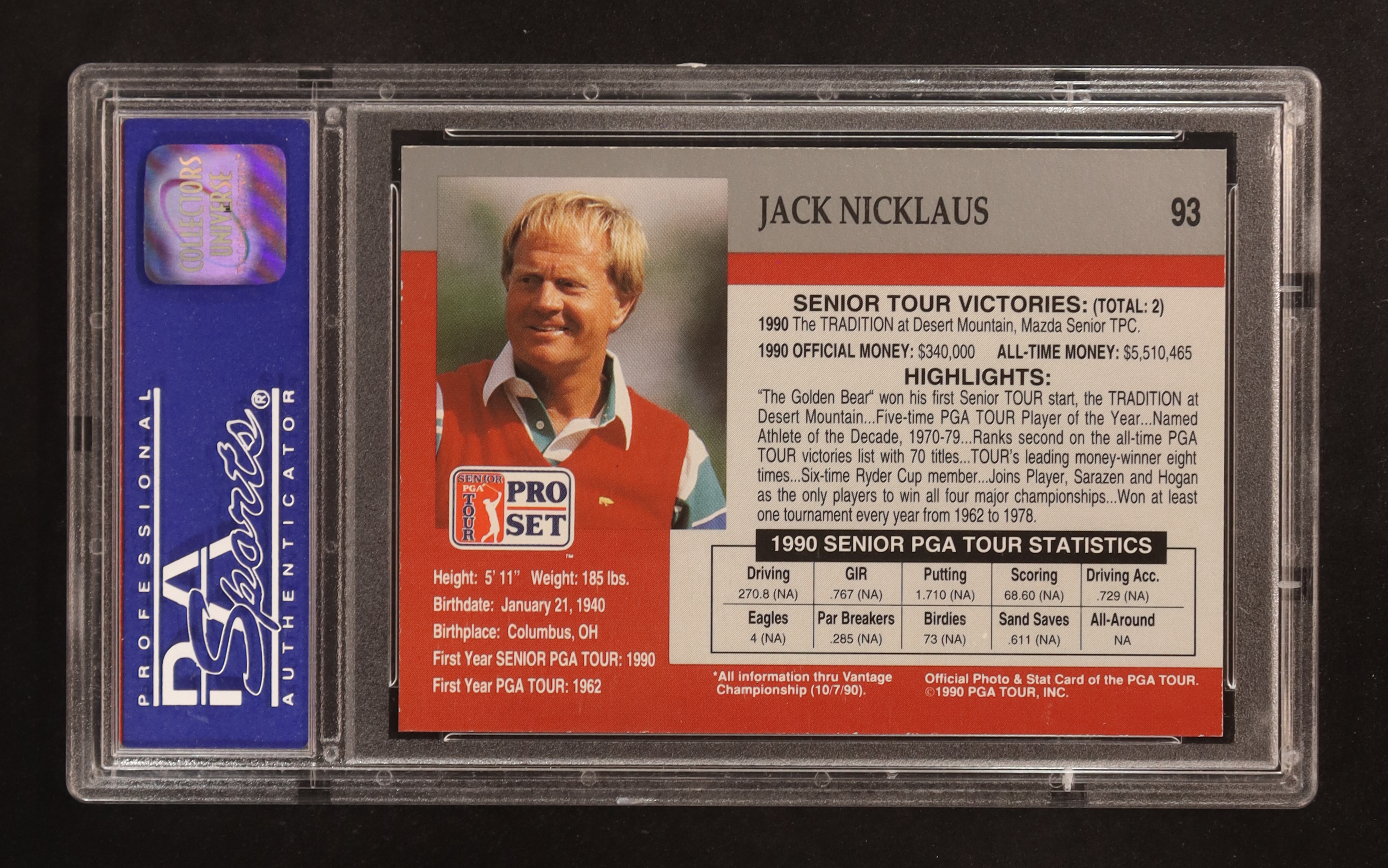 Jack Nicklaus 1990 Pro Set #93 (PSA 9) at PristineAuction.com Jack Nicklaus 1990 Pro Set #93 (PSA 9) at PristineAuction.com