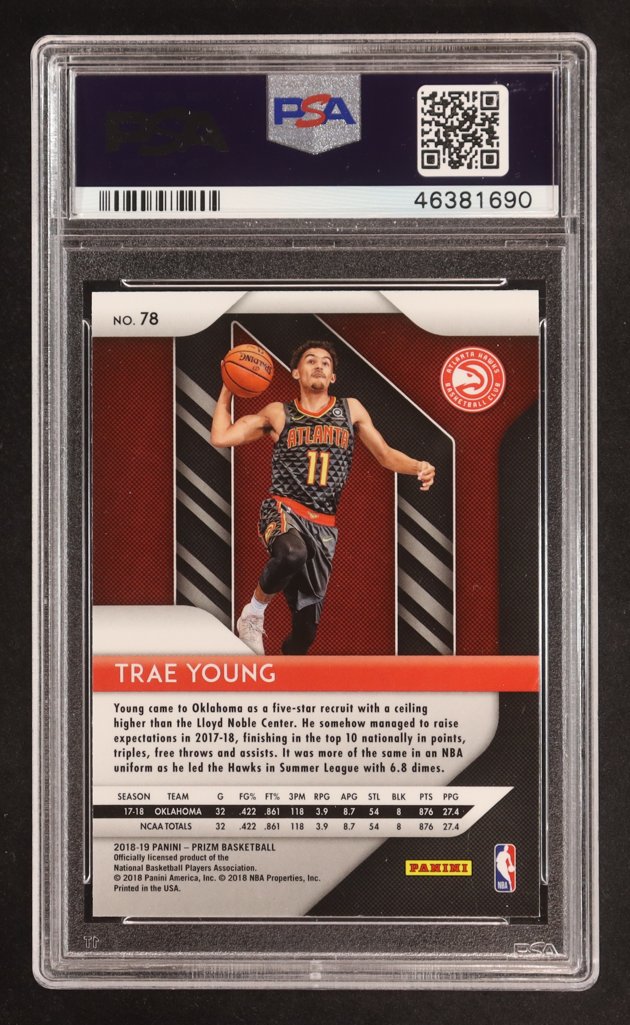 Trae Young 2018-19 Panini Prizm #78 RC (PSA 10) at PristineAuction.com Trae Young 2018-19 Panini Prizm #78 RC (PSA 10) at PristineAuction.com