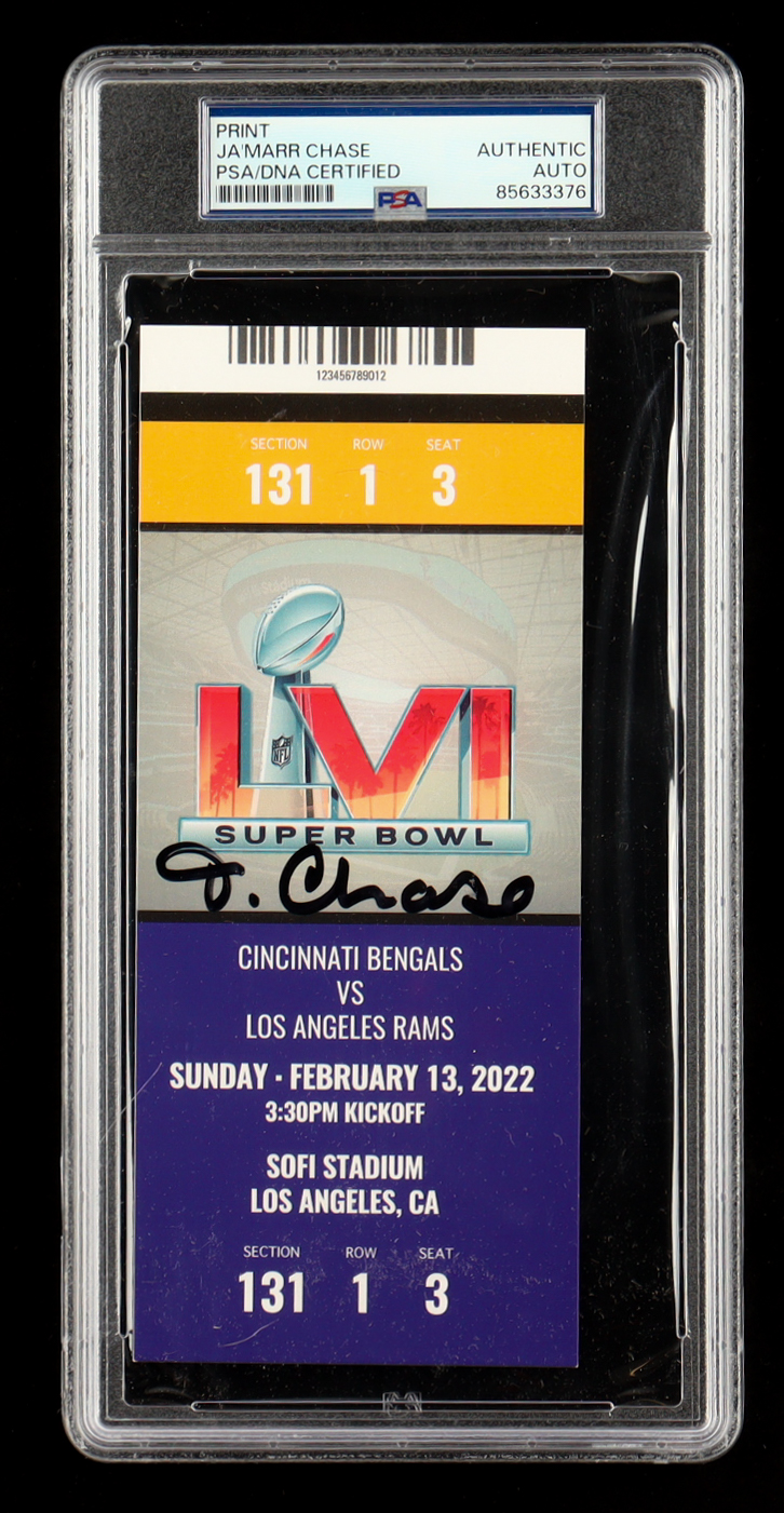 Ja'Marr Chase Signed Super Bowl LVI Commemorative Ticket (PSA) at PristineAuction.com Ja'Marr Chase Signed Super Bowl LVI Commemorative Ticket (PSA) at PristineAuction.com