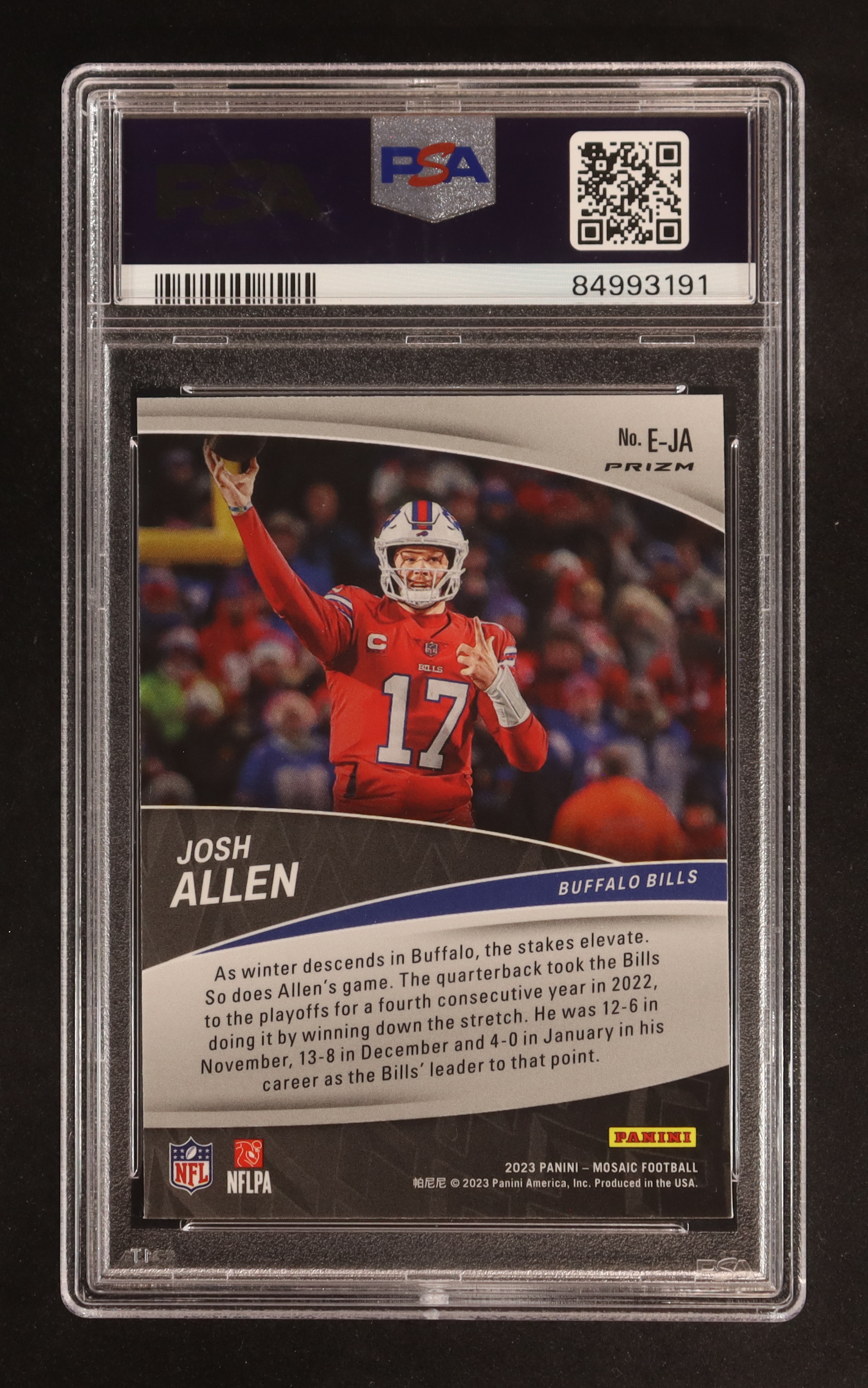 Josh Allen 2023 Panini Mosaic Elevate Mosaic #8 (PSA 9) at PristineAuction.com Josh Allen 2023 Panini Mosaic Elevate Mosaic #8 (PSA 9) at PristineAuction.com