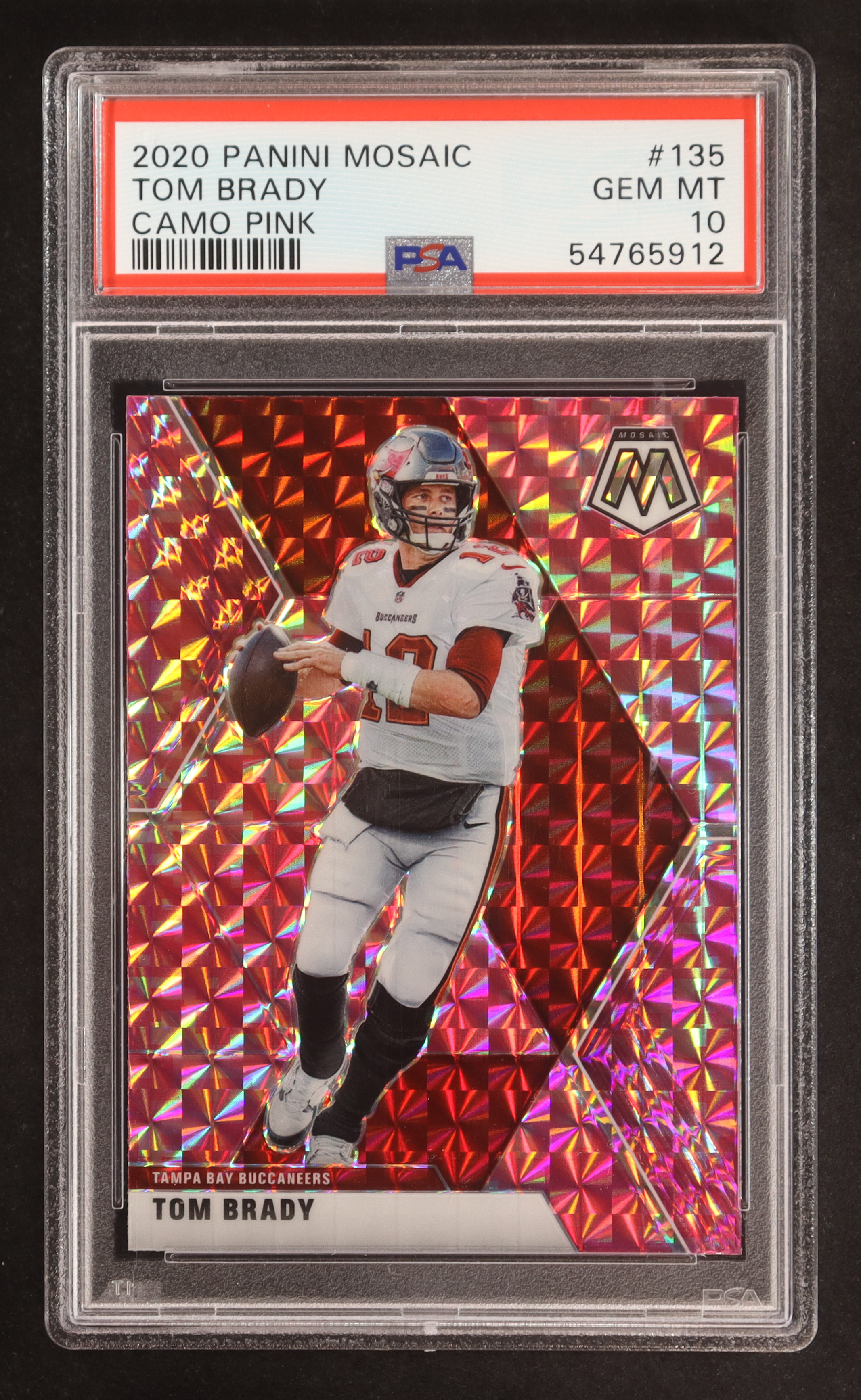 Tom Brady 2020 Panini Mosaic Mosaic Camo Pink #135 (PSA 10) at PristineAuction.com Tom Brady 2020 Panini Mosaic Mosaic Camo Pink #135 (PSA 10) at PristineAuction.com