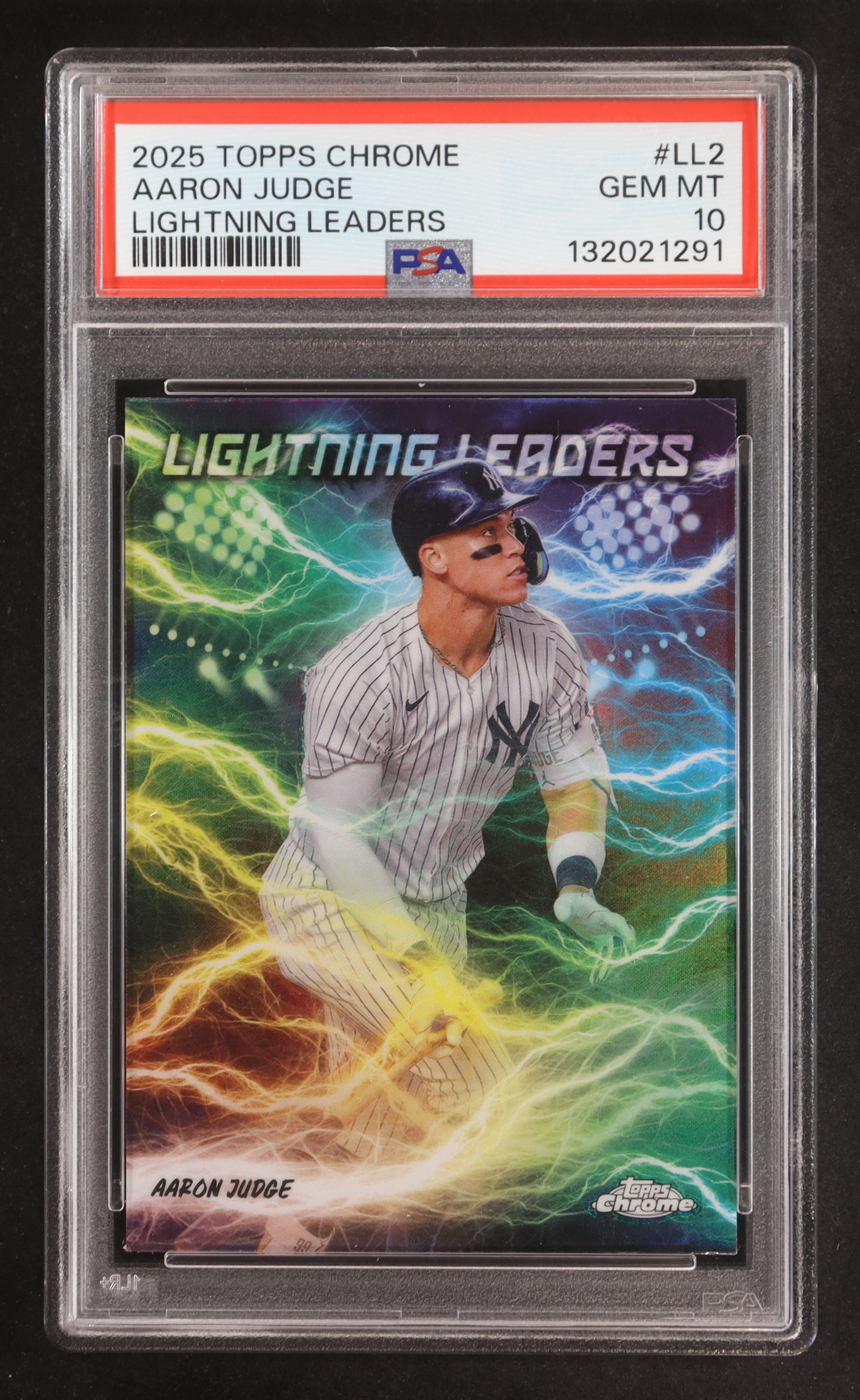 Aaron Judge 2025 Topps Chrome Lightning Leaders #LL2 (PSA 10) at PristineAuction.com Aaron Judge 2025 Topps Chrome Lightning Leaders #LL2 (PSA 10) at PristineAuction.com