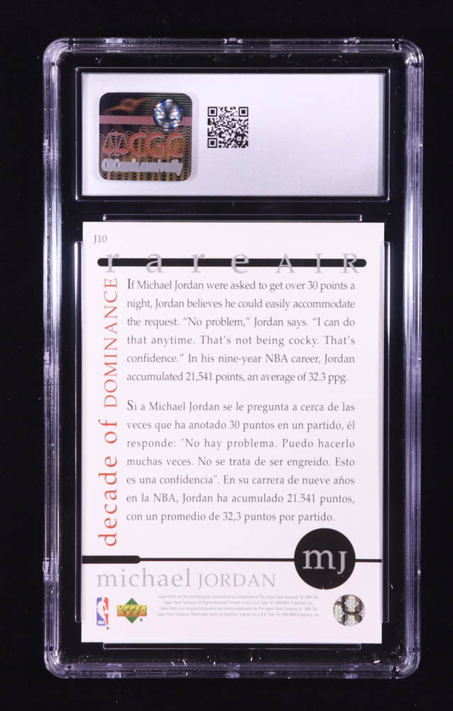 Michael Jordan 1994-95 Collector's Choice International Spanish Decade of Dominance #J10 (CGC 9) at PristineAuction.com Michael Jordan 1994-95 Collector's Choice International Spanish Decade of Dominance #J10 (CGC 9) at PristineAuction.com