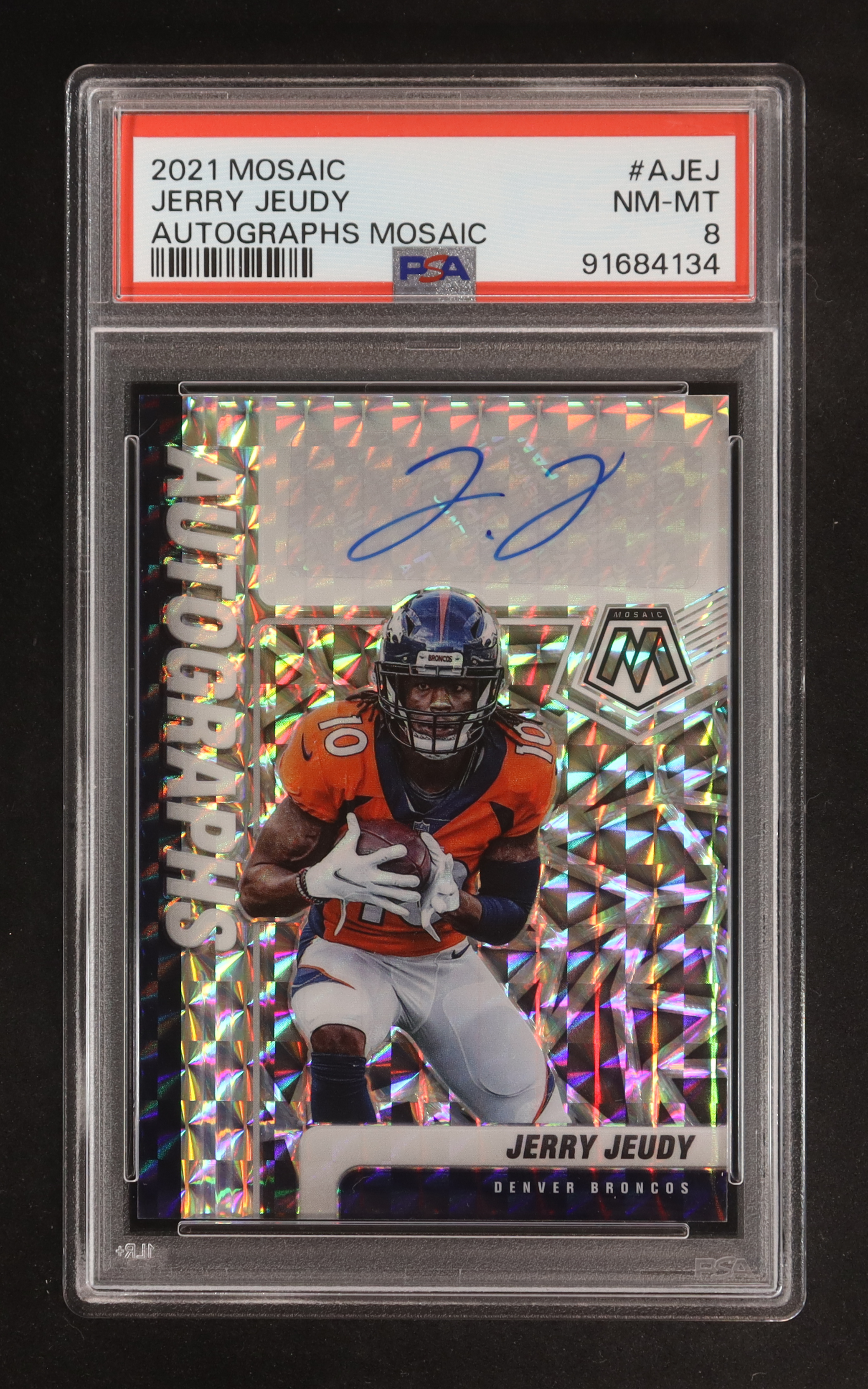 Jerry Jeudy 2021 Panini Mosaic Autographs Mosaic #15 (PSA 8) at PristineAuction.com Jerry Jeudy 2021 Panini Mosaic Autographs Mosaic #15 (PSA 8) at PristineAuction.com