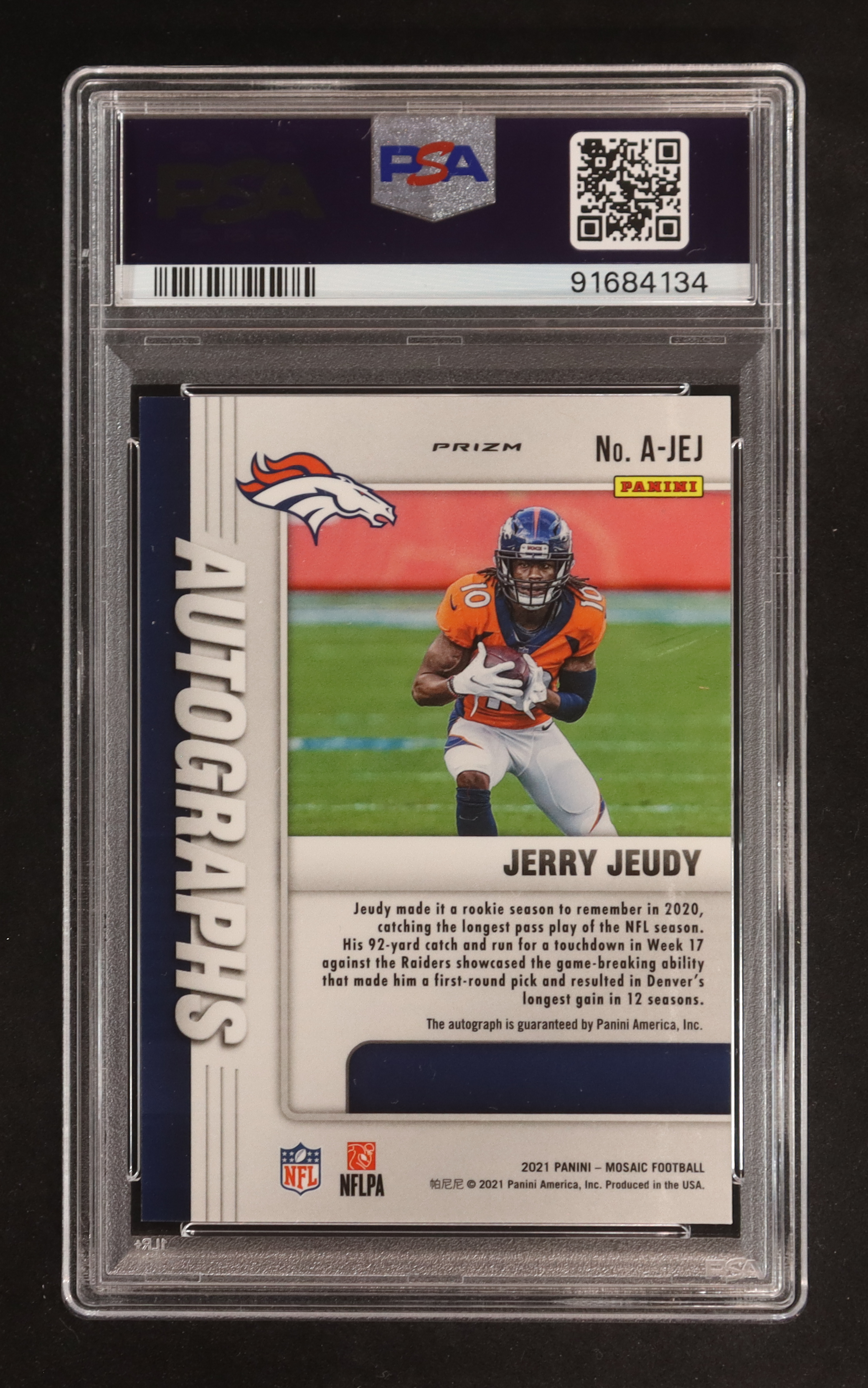 Jerry Jeudy 2021 Panini Mosaic Autographs Mosaic #15 (PSA 8) at PristineAuction.com Jerry Jeudy 2021 Panini Mosaic Autographs Mosaic #15 (PSA 8) at PristineAuction.com