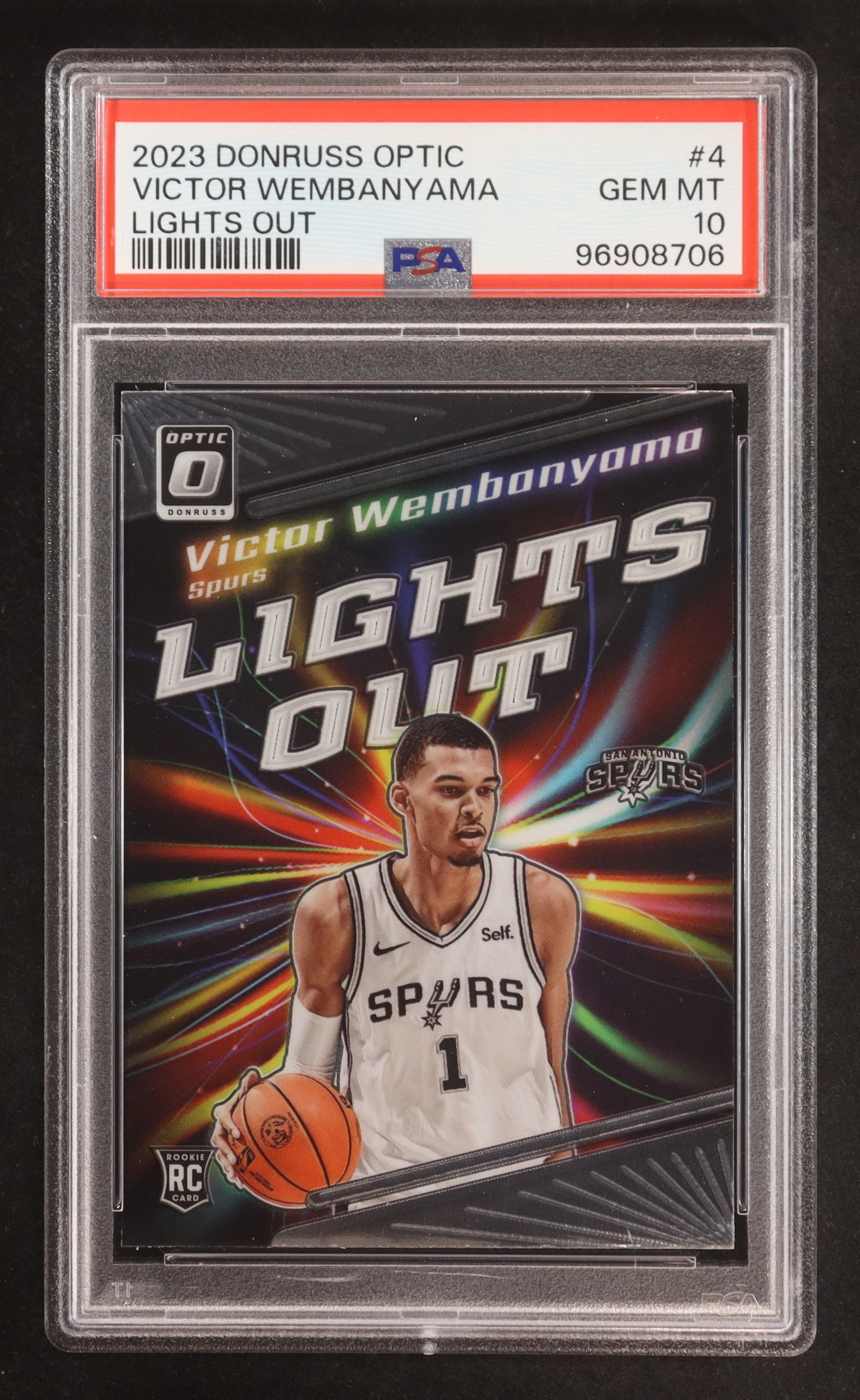 Victor Wembanyama 2023-24 Donruss Optic Light Out #4 RC (PSA 10) at PristineAuction.com Victor Wembanyama 2023-24 Donruss Optic Light Out #4 RC (PSA 10) at PristineAuction.com