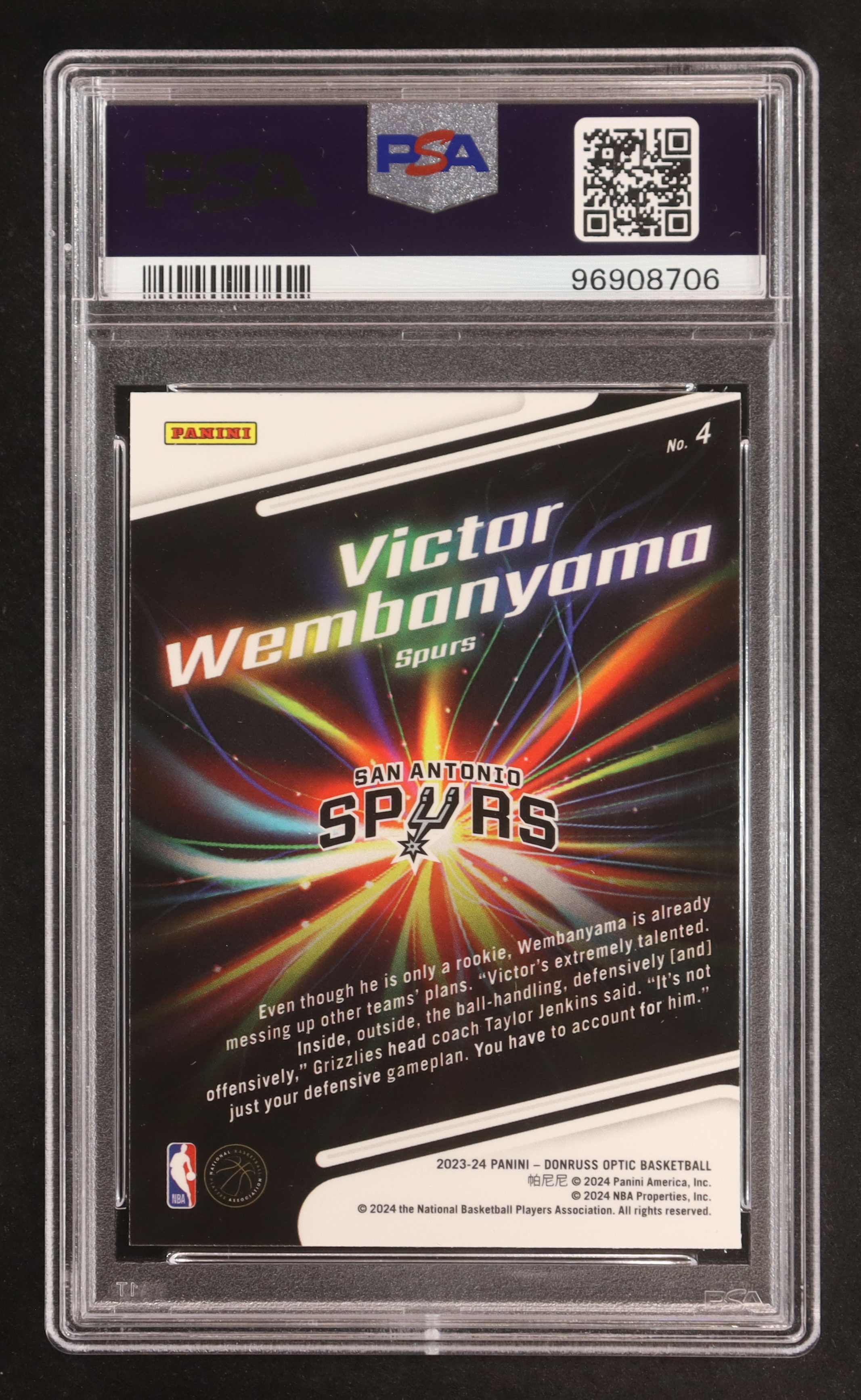 Victor Wembanyama 2023-24 Donruss Optic Light Out #4 RC (PSA 10) at PristineAuction.com Victor Wembanyama 2023-24 Donruss Optic Light Out #4 RC (PSA 10) at PristineAuction.com