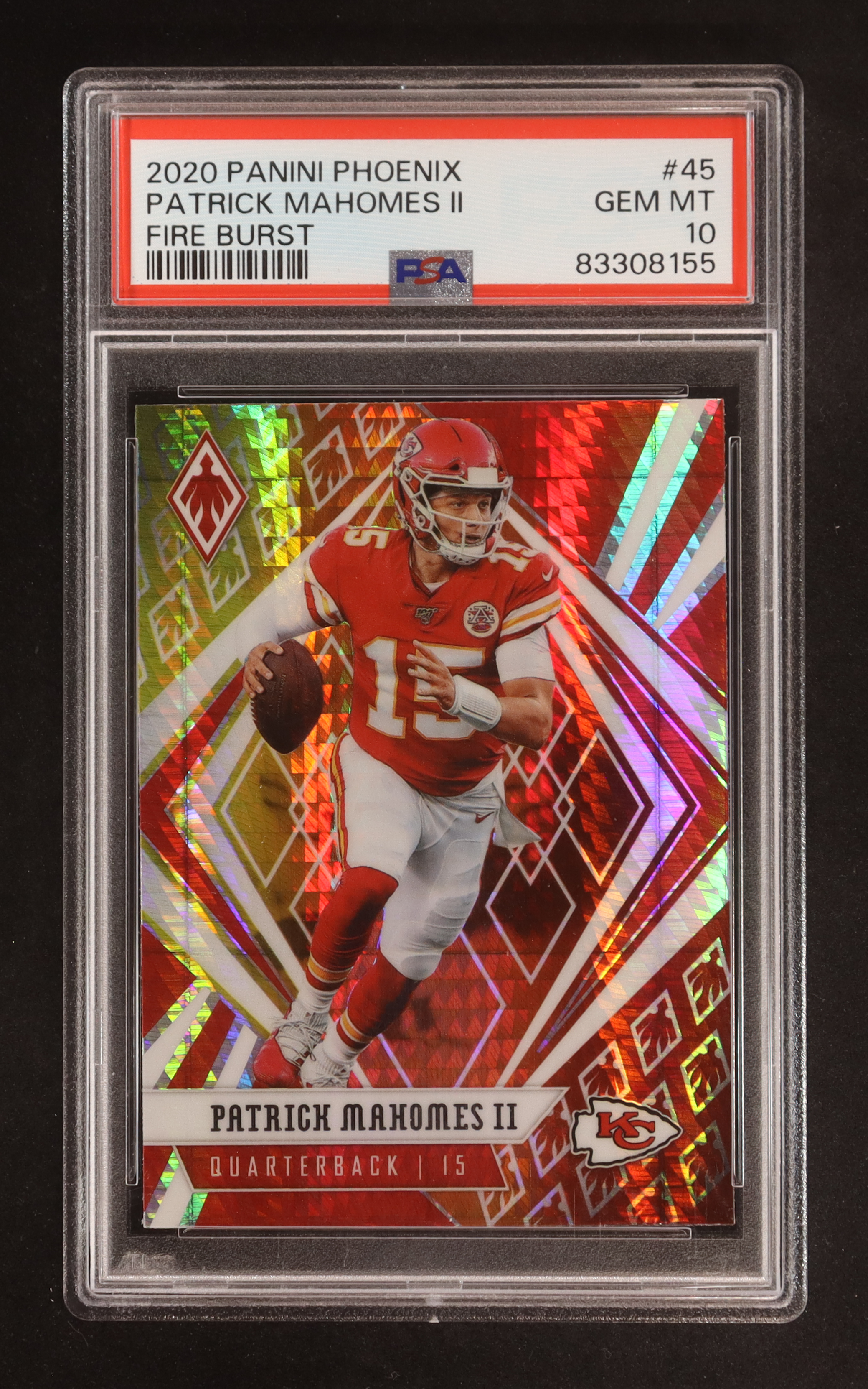 Patrick Mahomes II 2020 Panini Phoenix Fire Burst #45 (PSA 10) at PristineAuction.com Patrick Mahomes II 2020 Panini Phoenix Fire Burst #45 (PSA 10) at PristineAuction.com