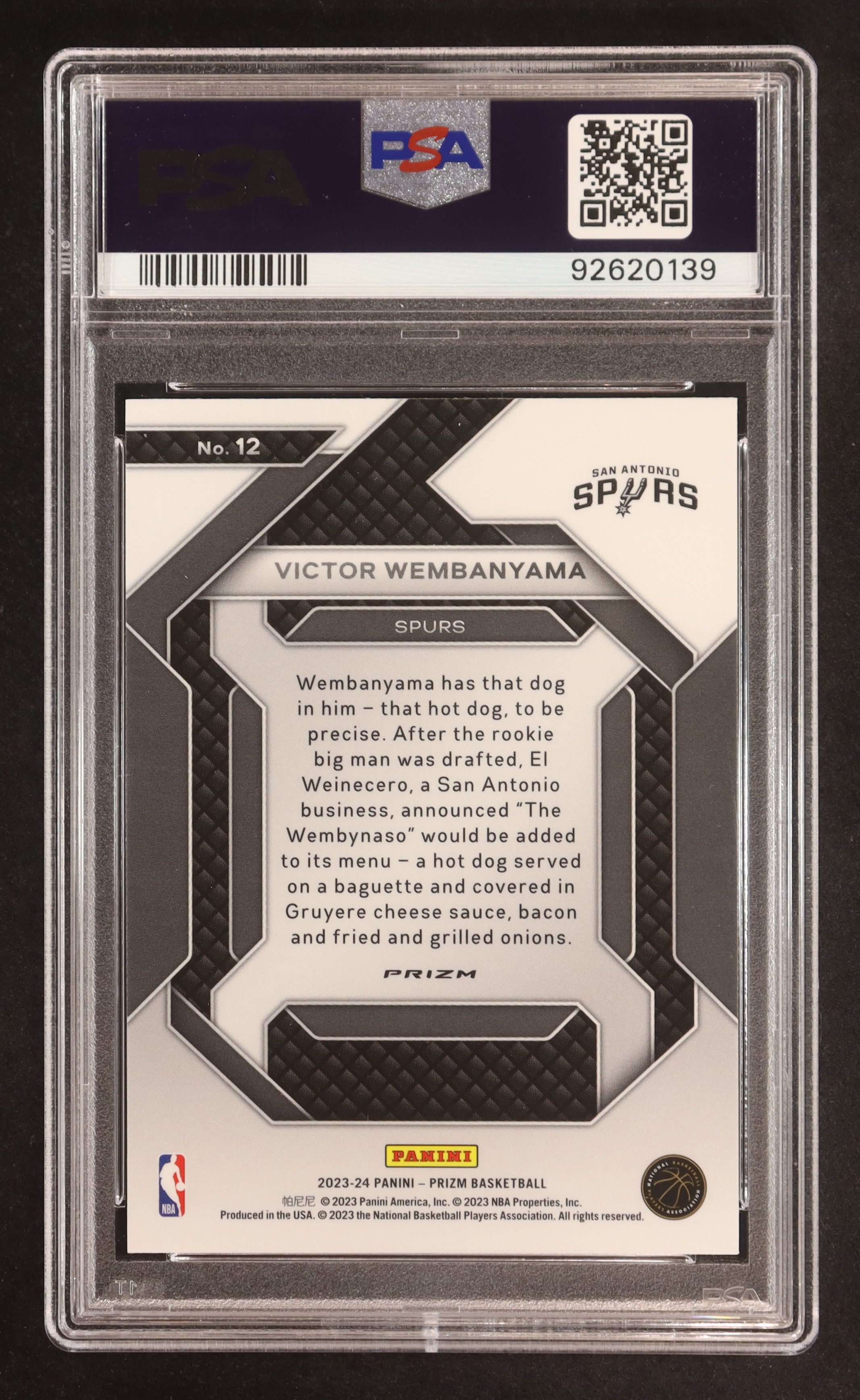 Victor Wembanyama 2023-24 Panini Prizm Emergent Prizms Silver #12 RC (PSA 9) at PristineAuction.com Victor Wembanyama 2023-24 Panini Prizm Emergent Prizms Silver #12 RC (PSA 9) at PristineAuction.com