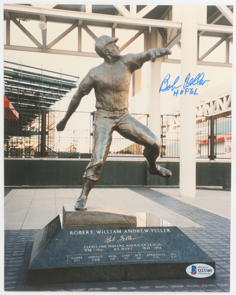 Bob Feller Signed Indians 8x10 Photo Inscribed "HOF 62" (Beckett) at PristineAuction.com Bob Feller Signed Indians 8x10 Photo Inscribed "HOF 62" (Beckett) at PristineAuction.com