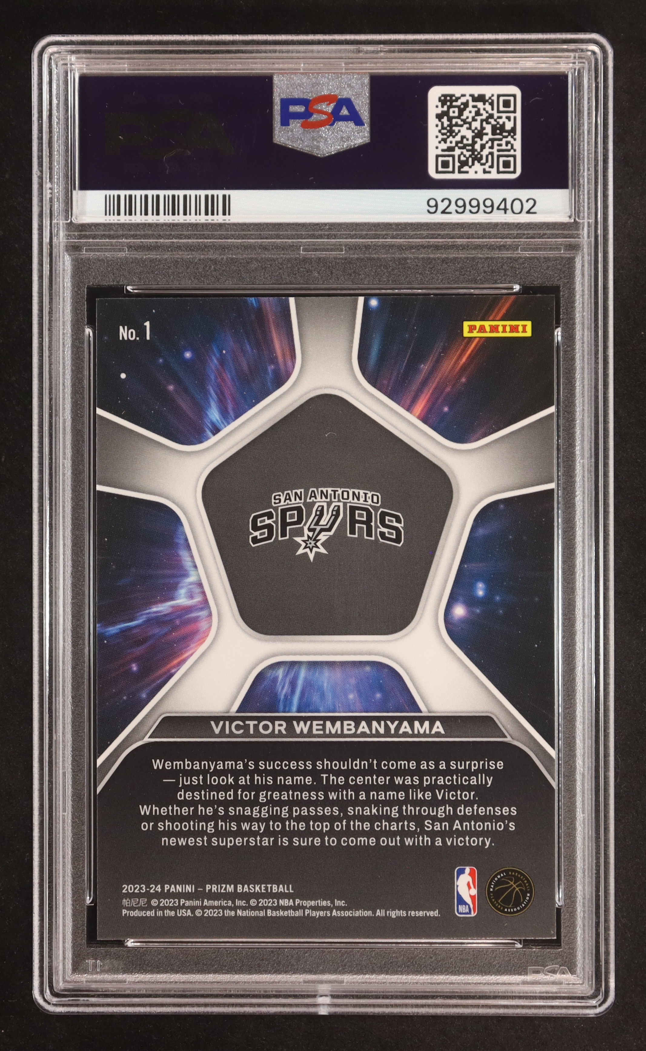 Victor Wembanyama 2023-24 Panini Prizm Deep Space #1 RC (PSA 10) at PristineAuction.com Victor Wembanyama 2023-24 Panini Prizm Deep Space #1 RC (PSA 10) at PristineAuction.com