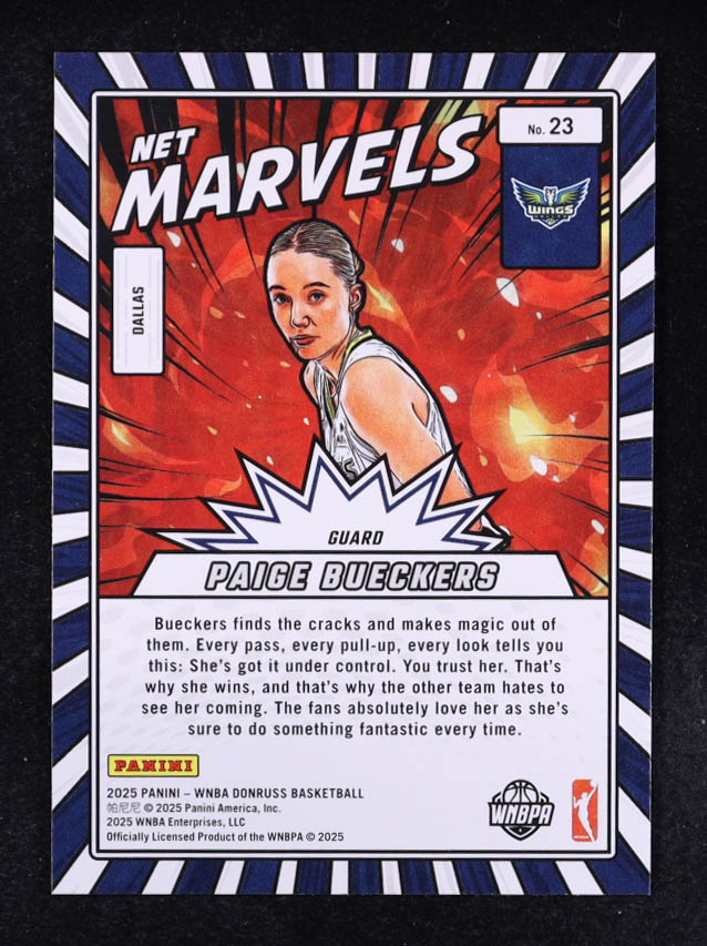 Paige Bueckers 2025 Donruss WNBA Net Marvels Press Proof #23 RC at PristineAuction.com Paige Bueckers 2025 Donruss WNBA Net Marvels Press Proof #23 RC at PristineAuction.com