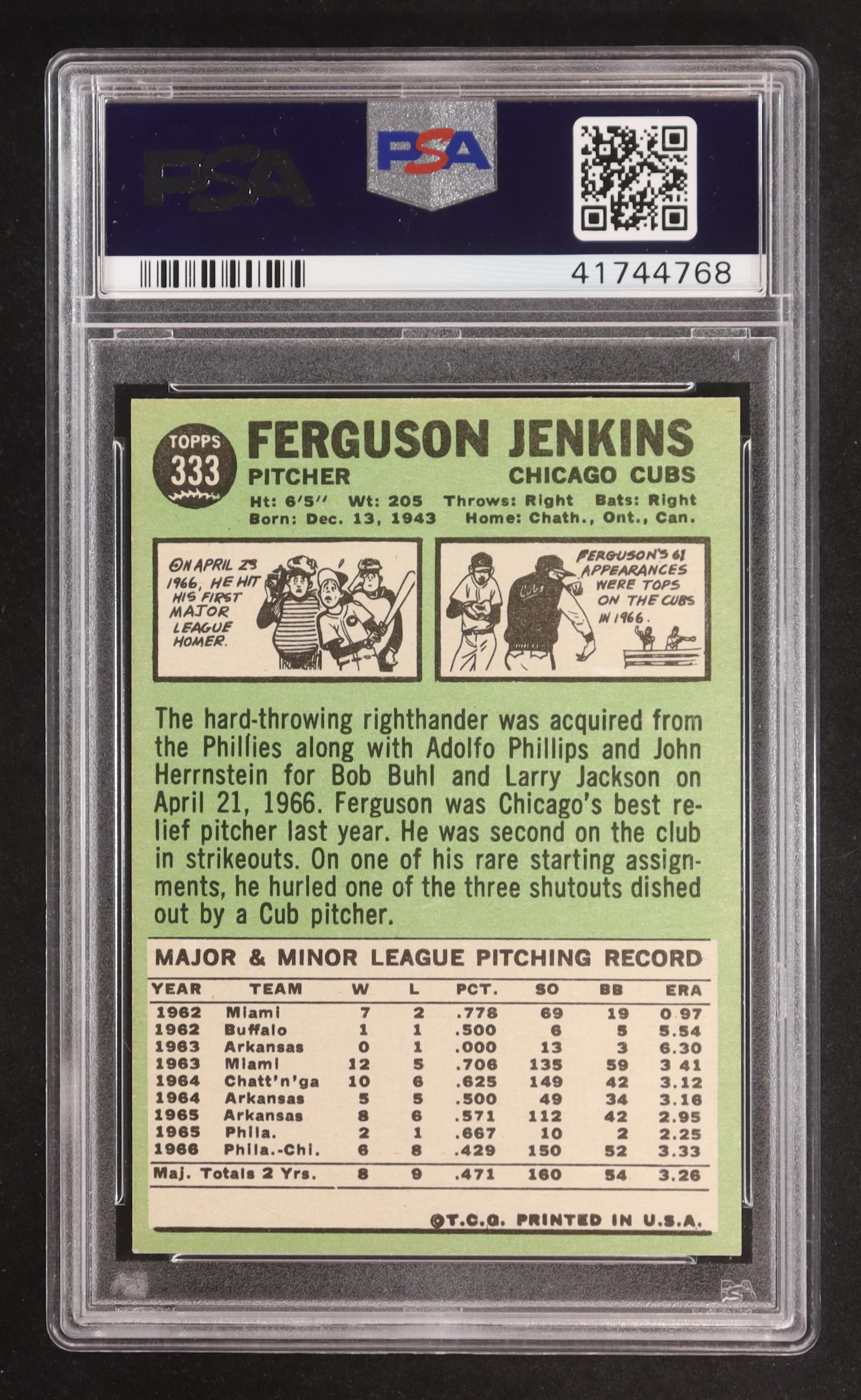 Fergie Jenkins 1967 Topps #333 (PSA 8) at PristineAuction.com Fergie Jenkins 1967 Topps #333 (PSA 8) at PristineAuction.com