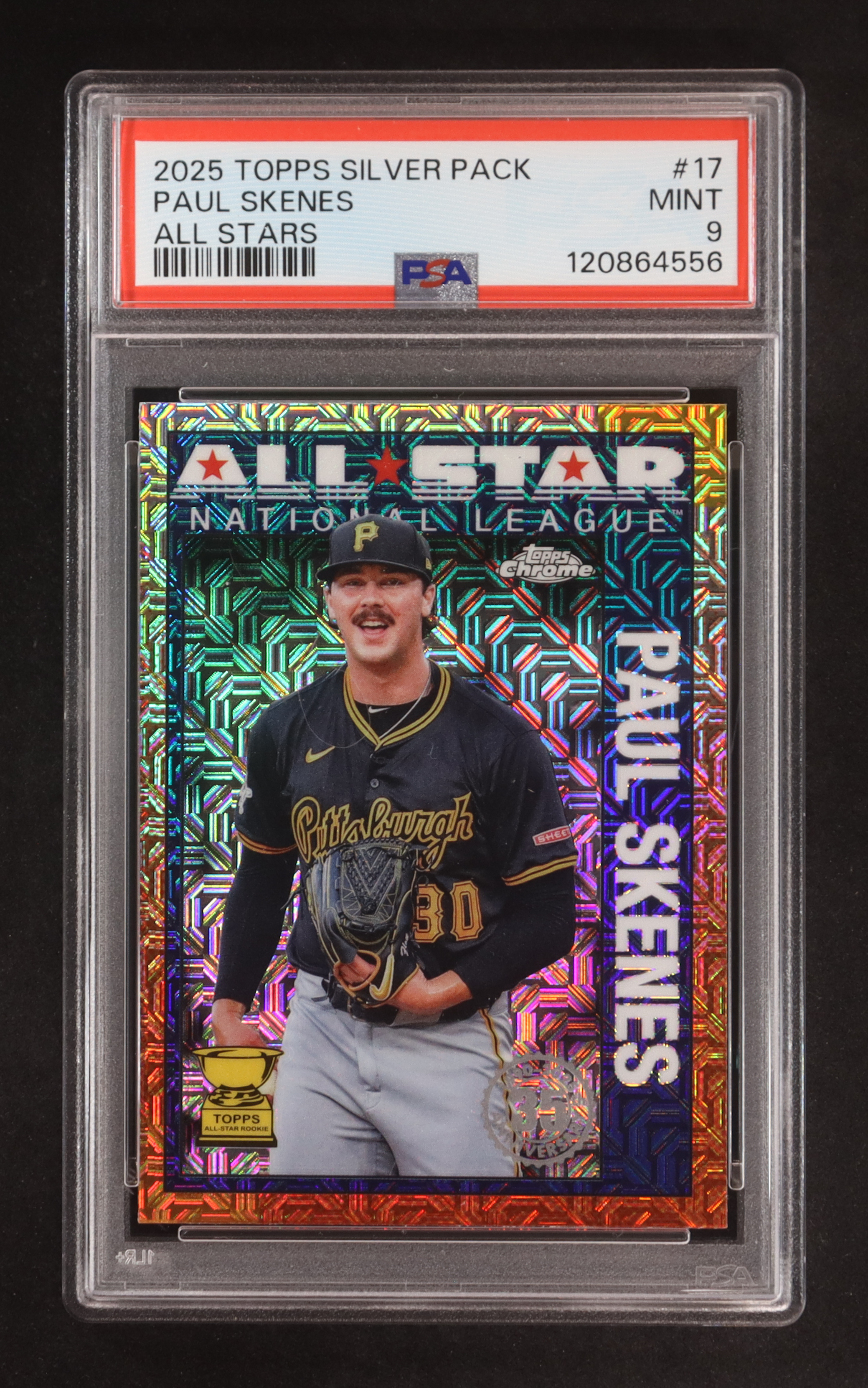 Paul Skenes 2025 Topps '90 Topps Silver Pack Chrome All Star #90ASC17 (PSA 9) at PristineAuction.com Paul Skenes 2025 Topps '90 Topps Silver Pack Chrome All Star #90ASC17 (PSA 9) at PristineAuction.com